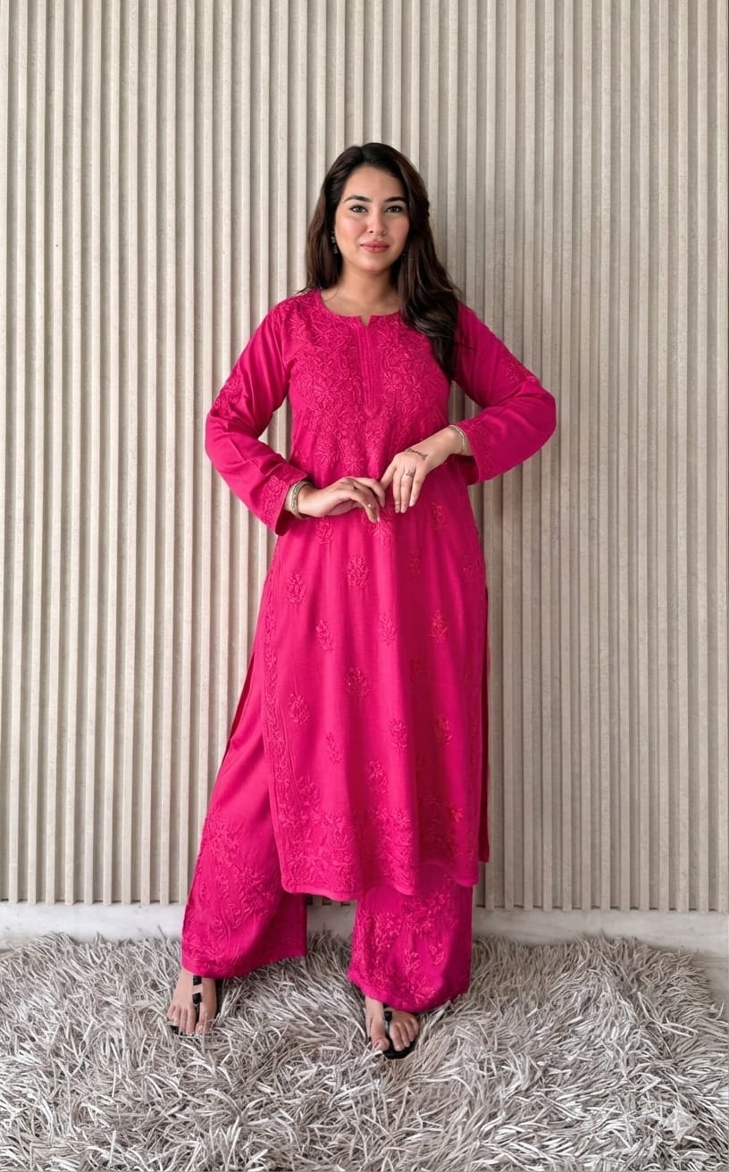 Lucknowi Chikankari Plazo Set